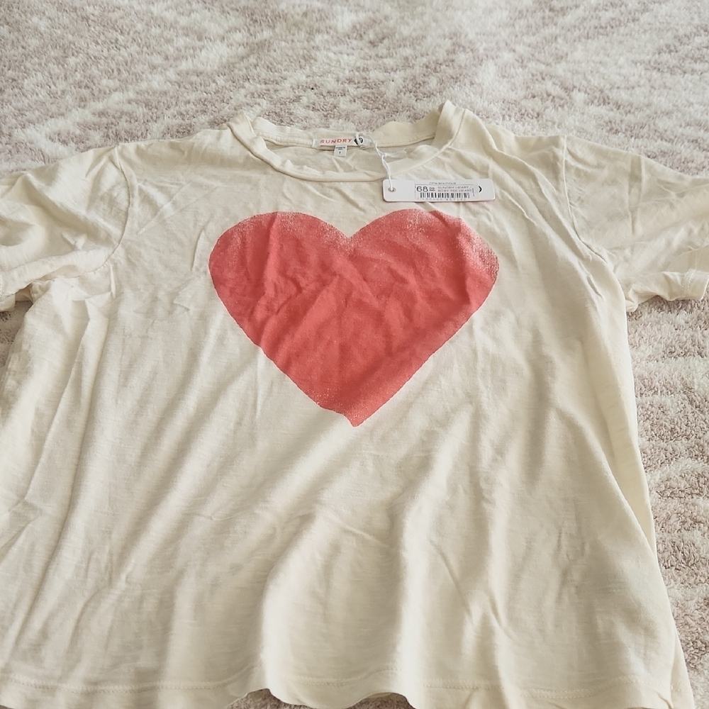 Kids Cream Heart T-Shirt
